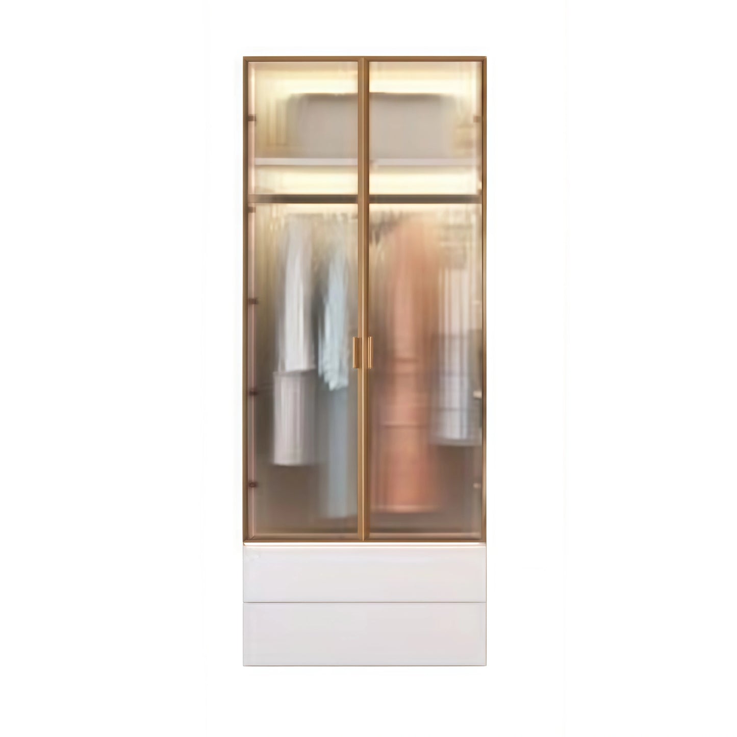 Aihm-Lon Wardrobes with Striped Glass Door Frames Large Storage Capacity  98"-110"